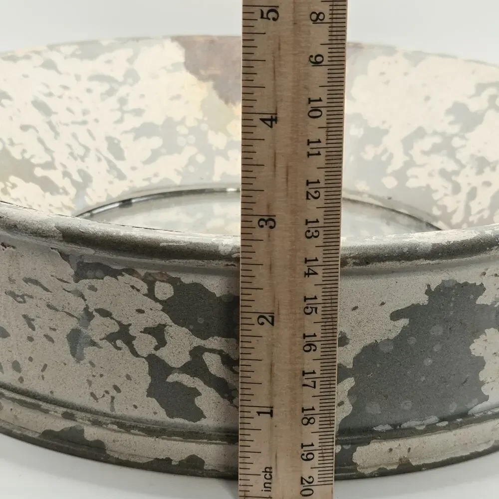 Rustic Distressed Metal Round Wall Mirror Deep Basin Porthole Vintage Decor